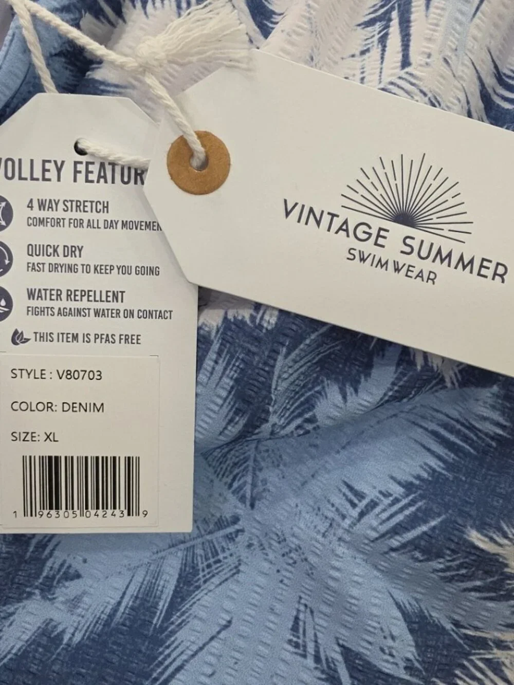 The Endless Summer Swim Trunks Shorts Mens XL Blue Tropical Elastic Waist‎ NWT